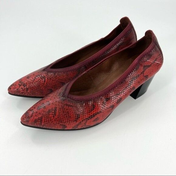 Hispanitas Selene Pointed Toe Leather Pumps Red Snake Size 40 9 US - Picture 3 of 16
